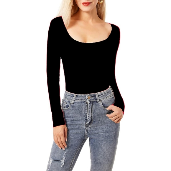 Womens Plus Size Scoop Neck Bodysuit - Picture 2 of 8